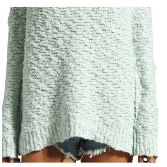 Free People mint green song bird textured oversized boucle sweater size small - Picture 4 of 13